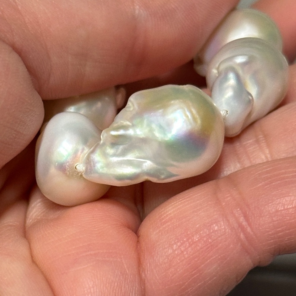 12-23mm White Baroque Freshwater Pearl Necklace - Picture 5 of 14